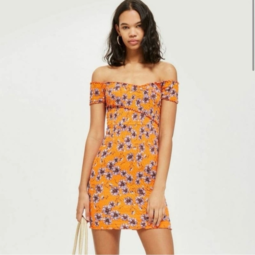 Topshop off the shoulder mini dress in size US 10